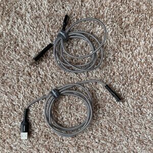 Two Connect 4ft Braided USB-A to Lightning Cable — Black & White